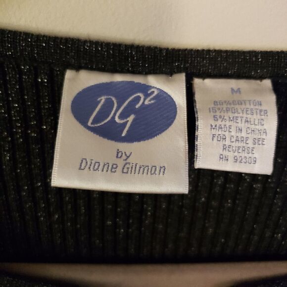 DG2 BY DIANE GILMAN BLACK EMBELLISHED SHIMMER SEQUIN BEADED SWEATER SIZE MEDIUM - Picture 4 of 5